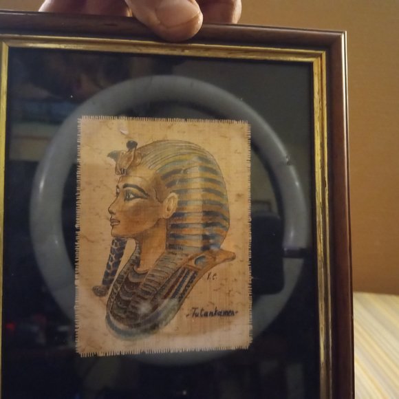 Vintage Egyptian papyrus King TUT and NEFERTITI Paintings - Picture 3 of 8